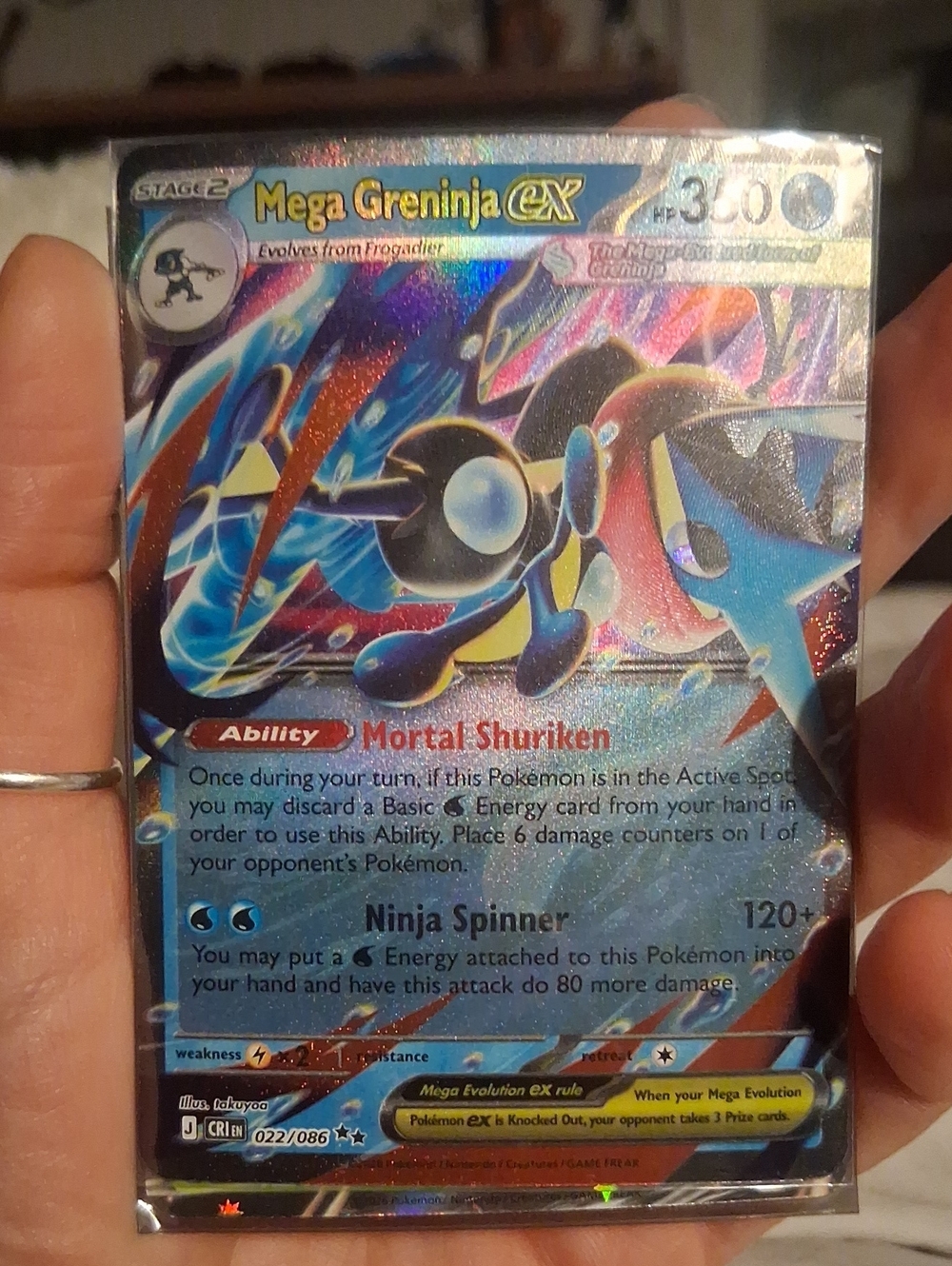 Mega Greninja EX Holo Trading Card - Blue